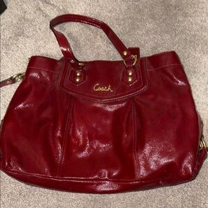 Coach Red Leather Tote Bag